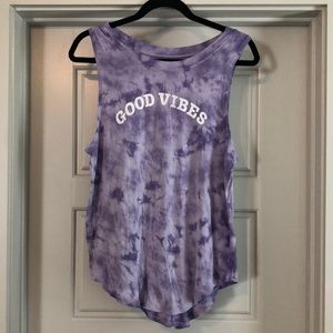Soft tie dye purple GOOD VIBES tank